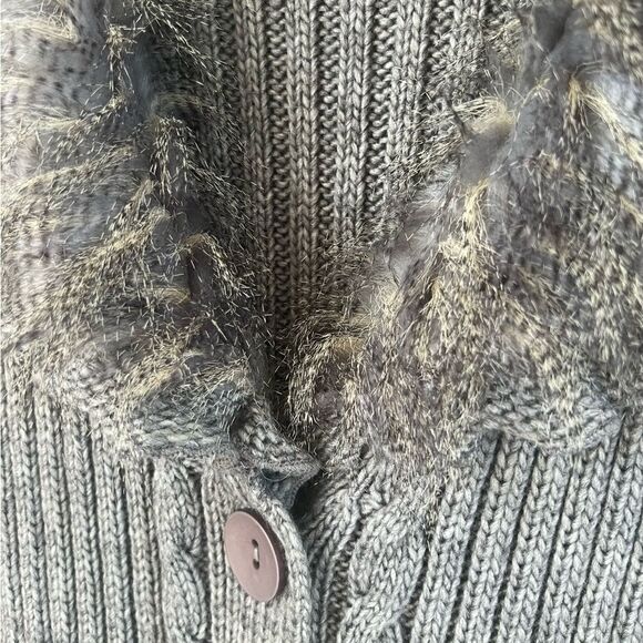 Sioni Wool Blend Faux Fur Long Sleeveless Cardigan Button Vest Size XL - Picture 7 of 15